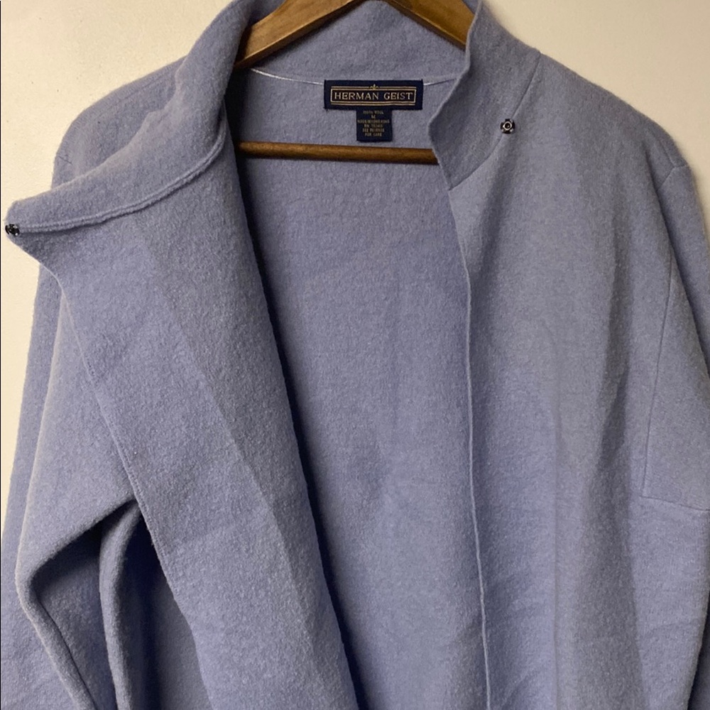Herman Geist 100% wool periwinkle blue cardigan sweater - Picture 5 of 10